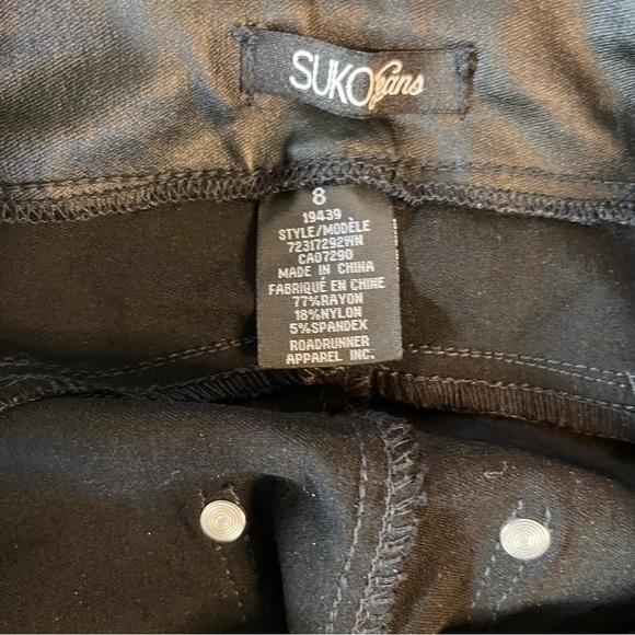 SUKO Jeans Faux Leather Pull On Black Pant Size 8 - Picture 6 of 7